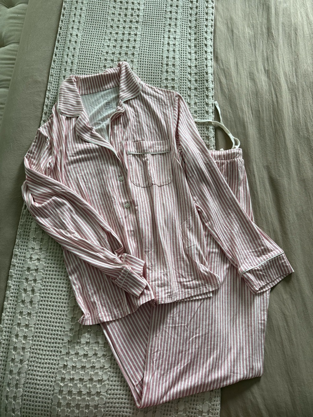 NEW Auden Red and White Striped Cotton Pajama Set Size S